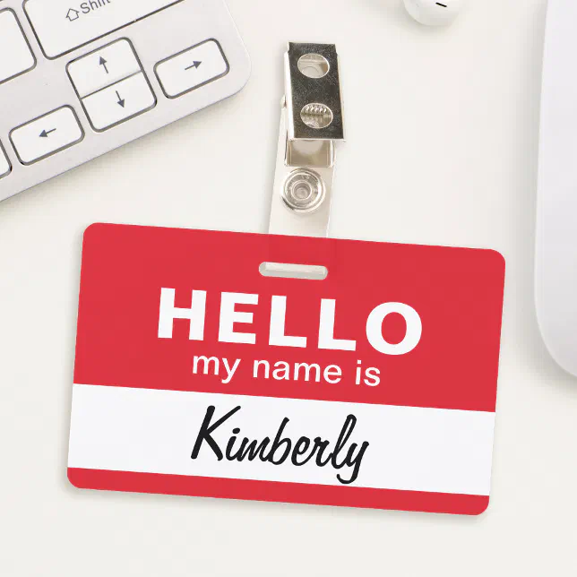 Hello My Name Is - Custom Script Employee Name Badge | Zazzle