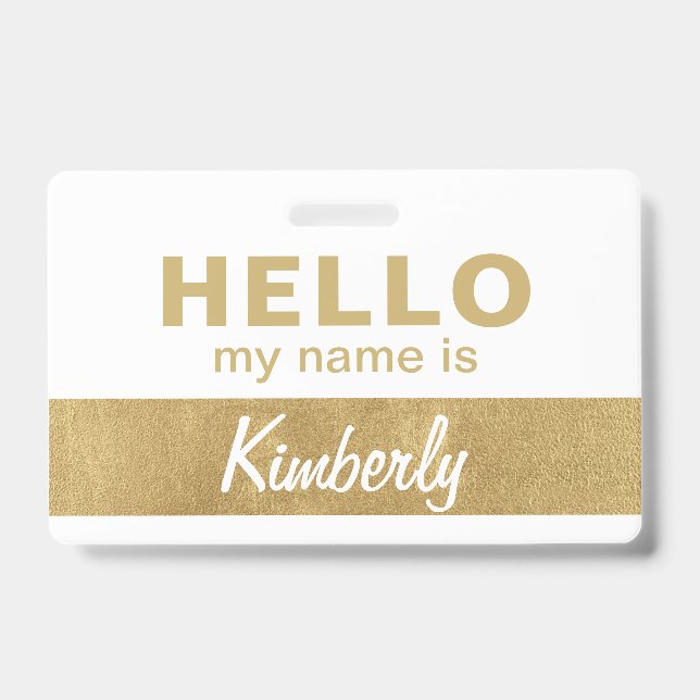 Hello My Name Is - Custom Script Employee Name Badge (Front)