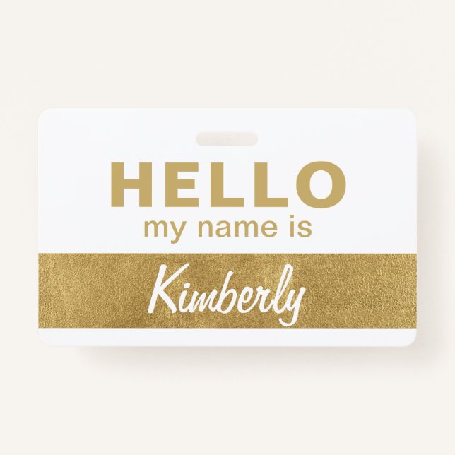 Hello My Name Is - Custom Script Employee Name Badge (Front)