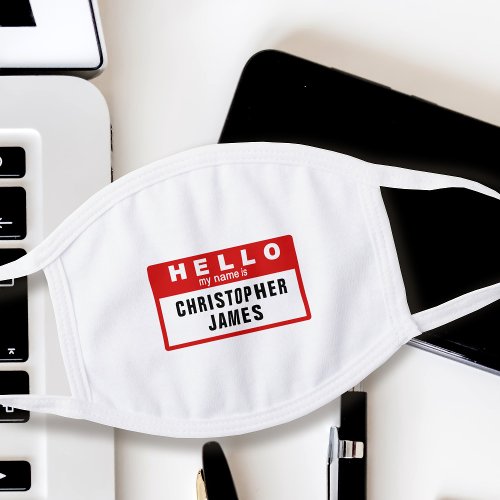 Hello My Name Is Essential Employee Funny White Cotton Face Mask