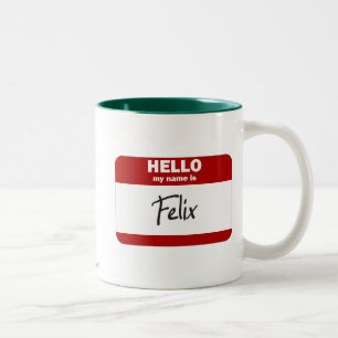 Hello My Name Is Felix (Red) Two-Tone Coffee Mug