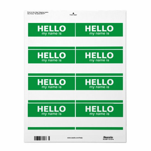 Hello my name is _ Green _ area for Employee Name Label