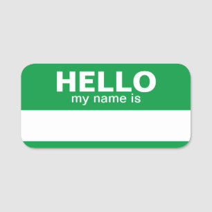 Hello my name is - Green - Business Contact Info Tag
