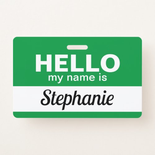 Hello my name is Green Custom Employee Name Badge