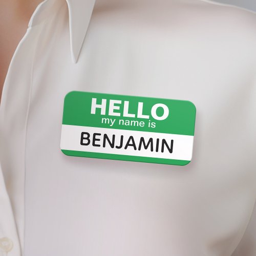 Hello my name is _ Green _ Custom Employee Name Tag