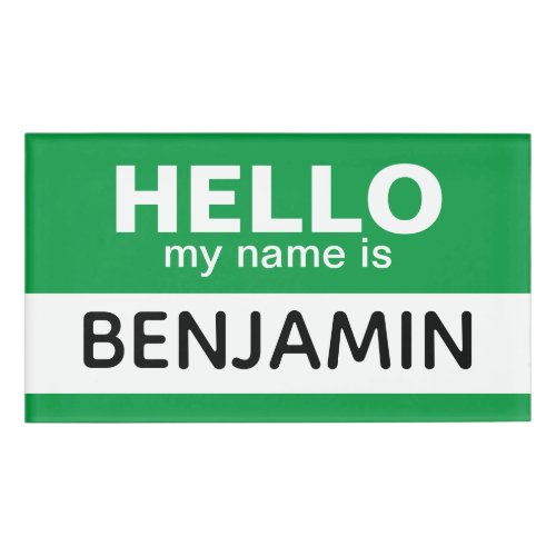 Hello my name is _ Green _ Custom Employee Name Tag