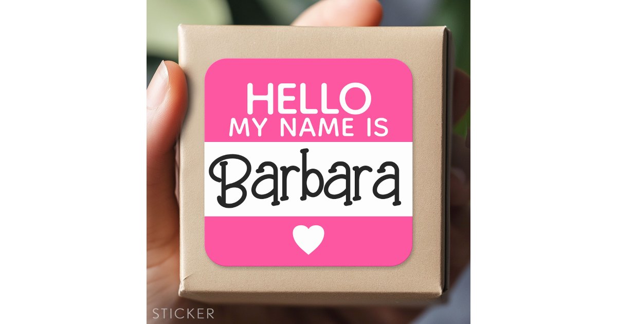 Hello my name is - Hot Pink - Custom Cute Name Square Sticker | Zazzle