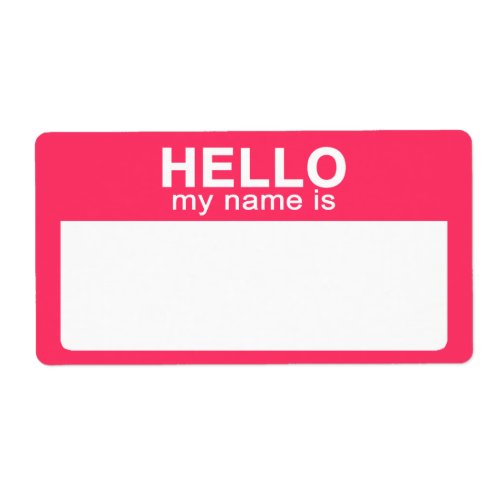 Hello My Name is Hot Pink Name Tag Labels