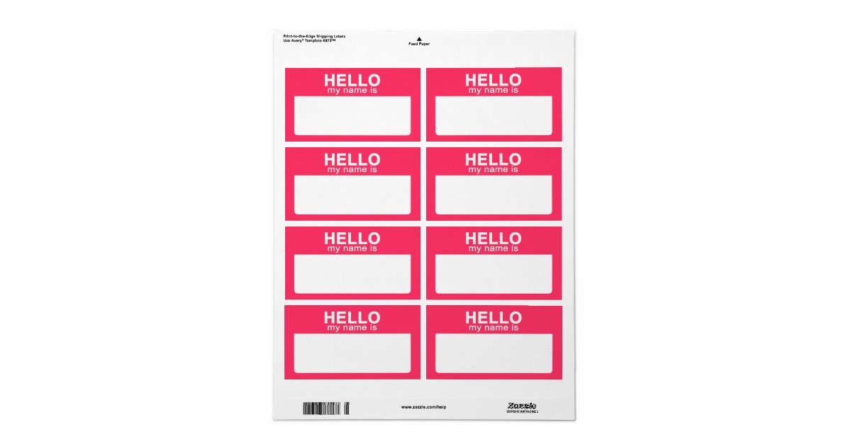 Hello My Name Is Hot Pink Name Tag Labels