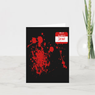 Hello My Name Is Jason Funny Halloween Costume Card