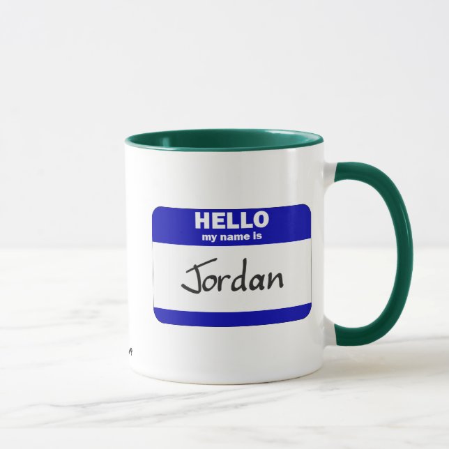 Hello My Name Is Jordan (Blue) Mug (Right)