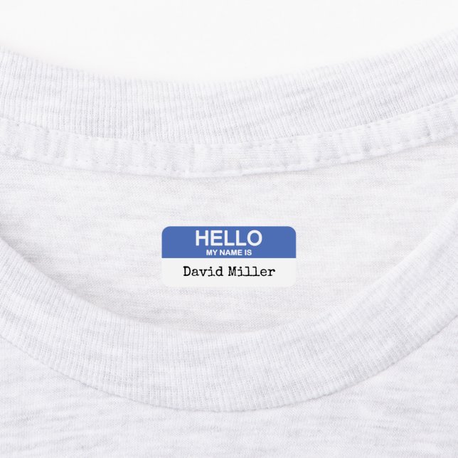 Hello My NAME Is Kids Clothes Labels Fun Blue (Affixed)