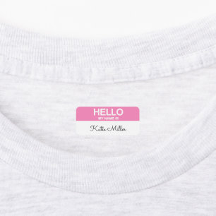 Hello My NAME Is Kids Clothes Labels Fun Pink
