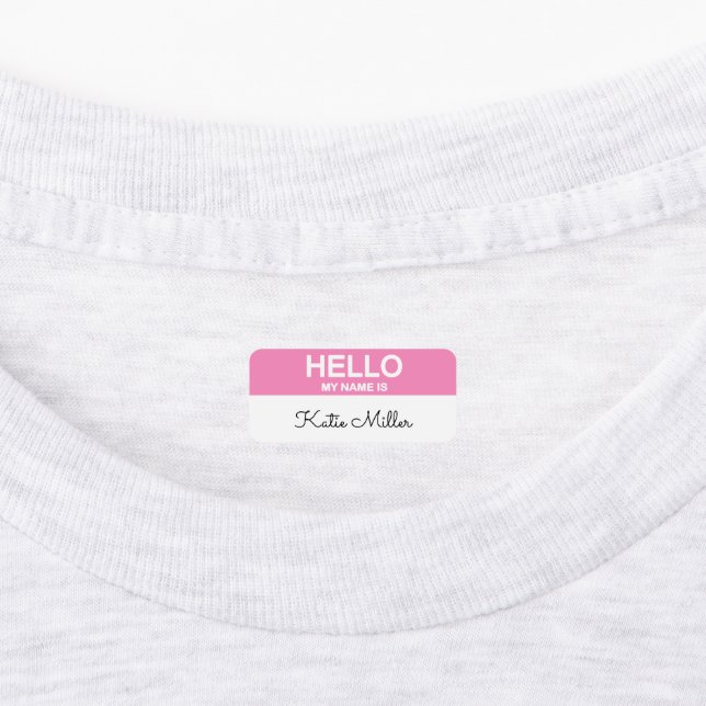 Hello My NAME Is Kids Clothes Labels Fun Pink (Affixed)