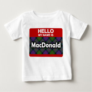 Hello My Name is MacDonald Scottish Clan Tartan Baby T-Shirt