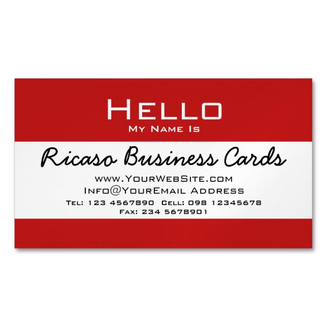 Hello My Name Is Magnetic Business Card (Front)