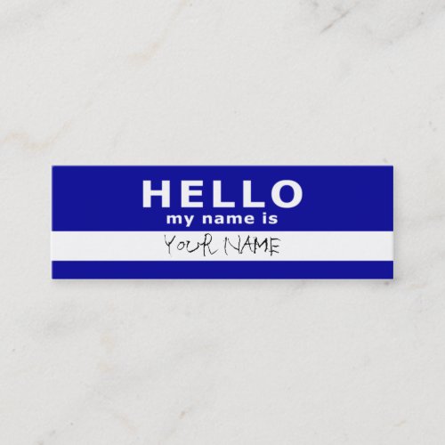 hello my name is : 2-sided : blue business card template