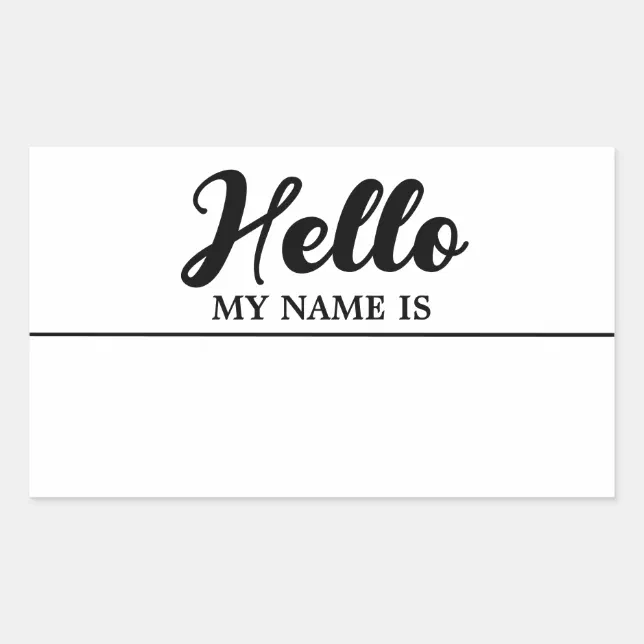Hello My Name Is Modern Minimalist Rectangular Sticker | Zazzle