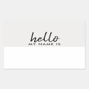 Hello My Name Is Modern Minimalist Script Rectangular Sticker