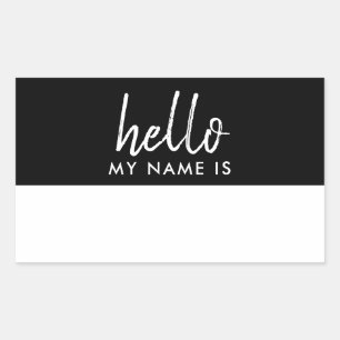 Hello My Name Is   Modern Minimalist Script Rectangular Sticker