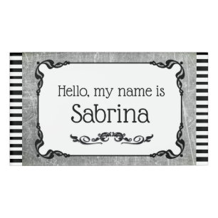 Hello My Name Is Name Tag Gray and Black