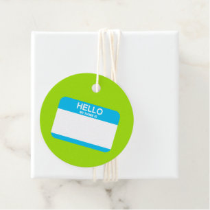 Hello My Name Is Nametag Blue Green Office Fun Favor Tags