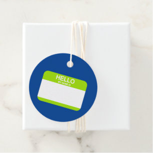 Hello My Name Is Nametag Blue Green Office Fun Favor Tags