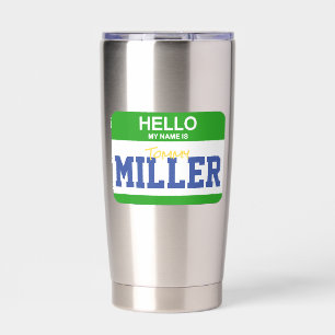 Hello My Name Is Nametag Kids Colorful Preppy Fun Insulated Tumbler