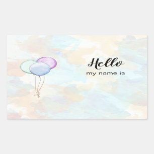 Hello, My Name Is Party Balloons Rectangular Sticker