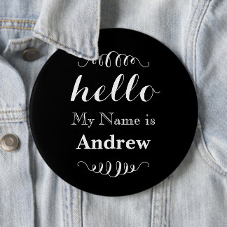 Hello My name is Personalized Any Custom Color Pinback Button
