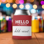 Hello my name is - personalized can cooler<br><div class="desc">A basic office design that can be used as a funny cocktail party favor.</div>