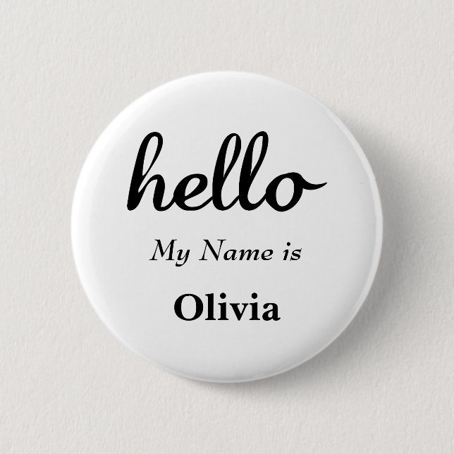 Hello My name is Personalized Hello Gifts Button (Front)