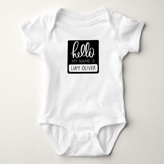 Hello My Name is Personalized Outfit Baby Bodysuit (Front)