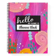 Hello My Name Is Pink Abstract Aesthetic Notebook