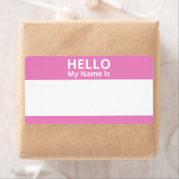 Hello My Name is Pink and White Name Tag Labels | Zazzle