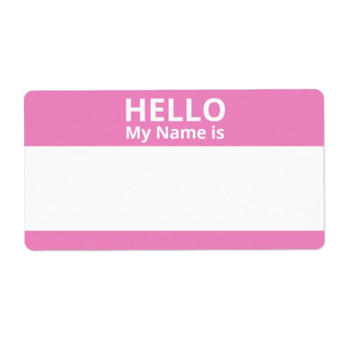 Hello My Name is Pink and White Name Tag Labels