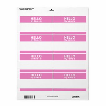 Hello My Name is Pink and White Name Tag Labels | Zazzle