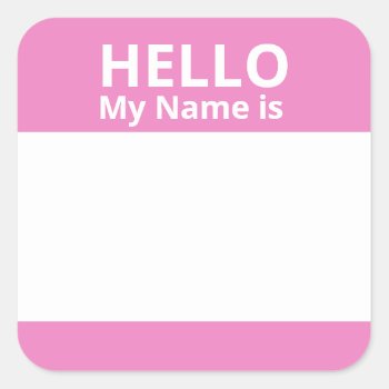 Hello My Name Is Pink And White Name Tag Stickers by LaborAndLeisure at Zazzle