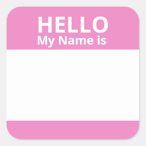Hello My Name is Pink and White Name Tag Stickers
