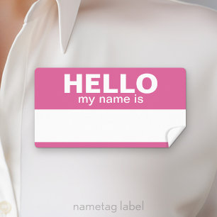 Hello my name is - Pink - area for Employee Name Label
