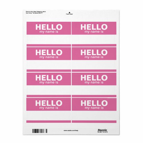 Hello my name is _ Pink _ area for Employee Name Label