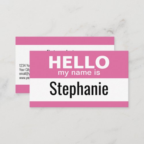 Hello my name is _ Pink _ Business Contact Info Business Card