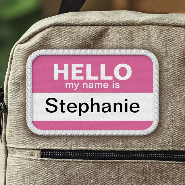 Hello my name is - Pink - Custom Employee Name Patch | Zazzle
