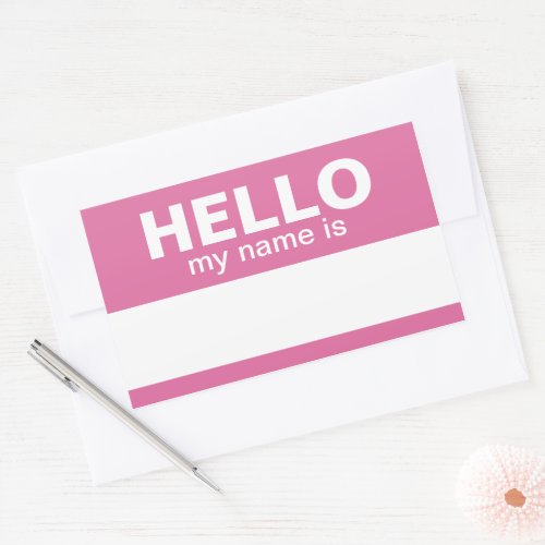 Hello my name is _ Pink _ Custom Employee Name Rectangular Sticker
