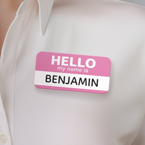 Hello my name is _ Pink _ Custom Employee Name Tag