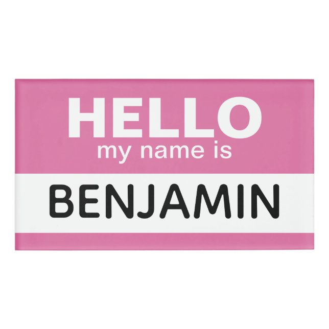 Hello my name is - Pink - Custom Employee Tag (Front)