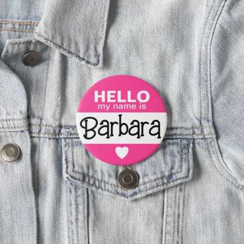 Hello my name is _ Pink _ Custom Halloween Costume Button
