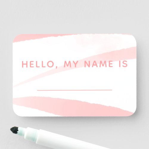 Hello My Name is Pink Watercolor Name Tag