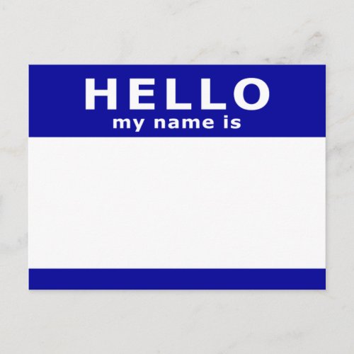 hello my name is postcard