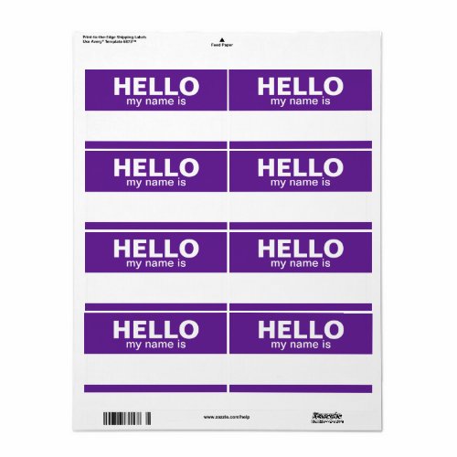 Hello my name is _ Purple _ area for Employee Name Label